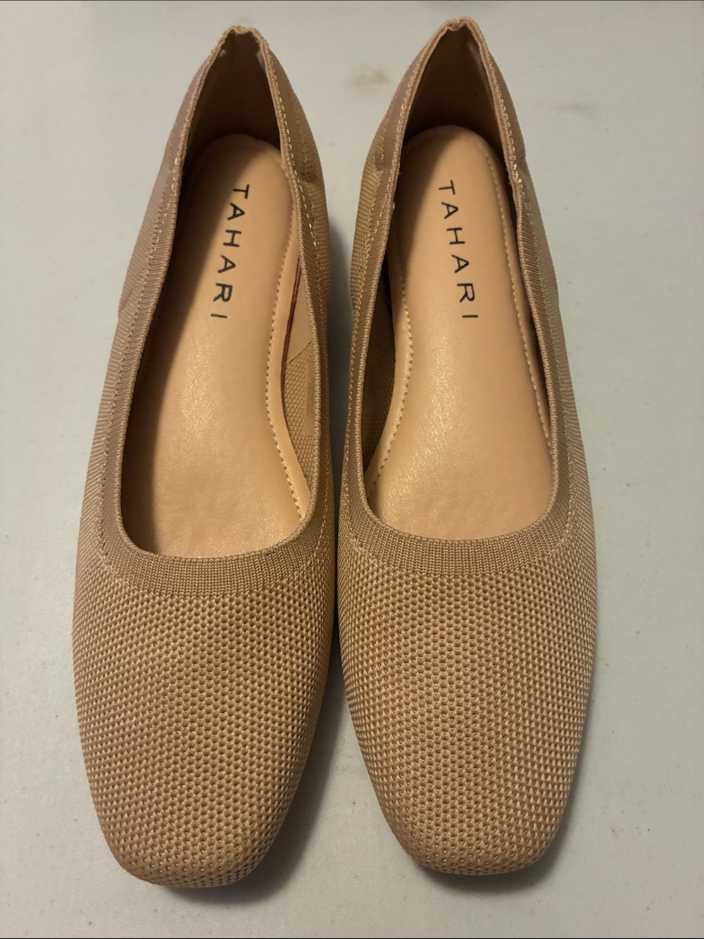 Tahari Nude Knit Slip-On Ballet Flats